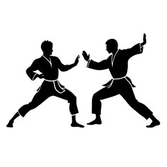 Two Karate expert silhouette vector illustration