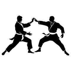 Two Karate expert silhouette vector illustration