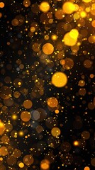 Glittery Yellow Bokeh Background in the Dark