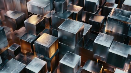 Fototapeta premium Stacked Metal Cubes