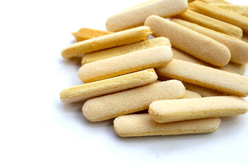 Sponge finger cookies, Italian savoiardi biscuit snack