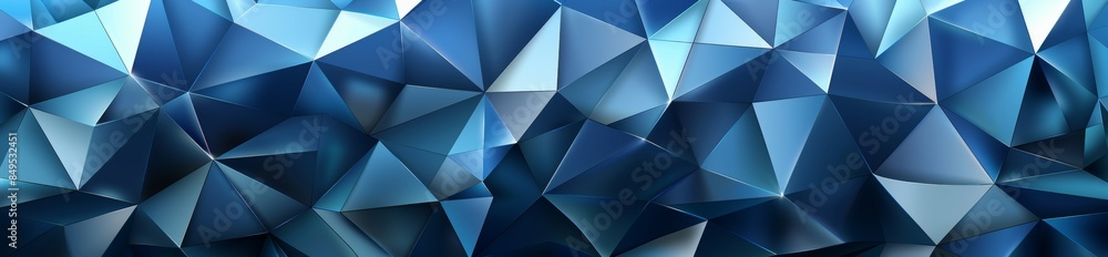 Poster abstract blue geometric background banner with polygonal shapes and triangular textures, creating an