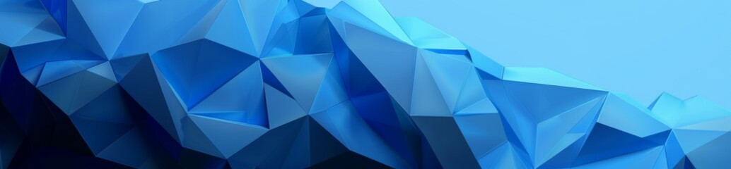 Fototapeta premium Blue geometric background with polygonal shapes, abstract banner for website design. Minimalistic banner in the style of blue shades