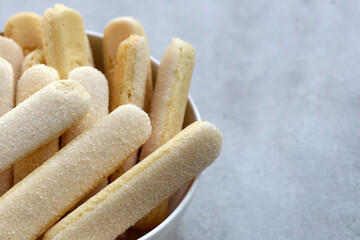 Sponge finger cookies, Italian savoiardi biscuit snack