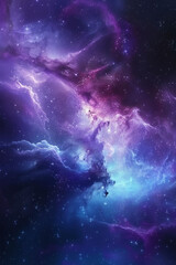 Fototapeta premium space galaxy background with nebula clouds and distant stars, purple and blue tones