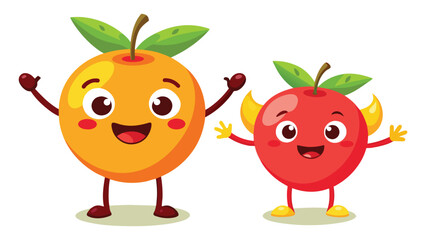 Big Set cute cartoon realistic fruits characters