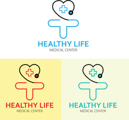 Healthy life hospital logo vector design