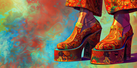 Fashion (Platform Shoes): A figure wearing platform shoes, symbolizing the footwear trend of the 1970s