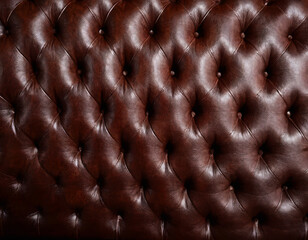 Brown leather texture with buttons. Furniture texture close up