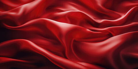 Obraz premium Red silk textile fabric. Lightweight satin fabric.