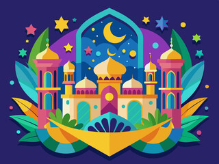 Fototapeta premium A colorful Ramadan-themed banner