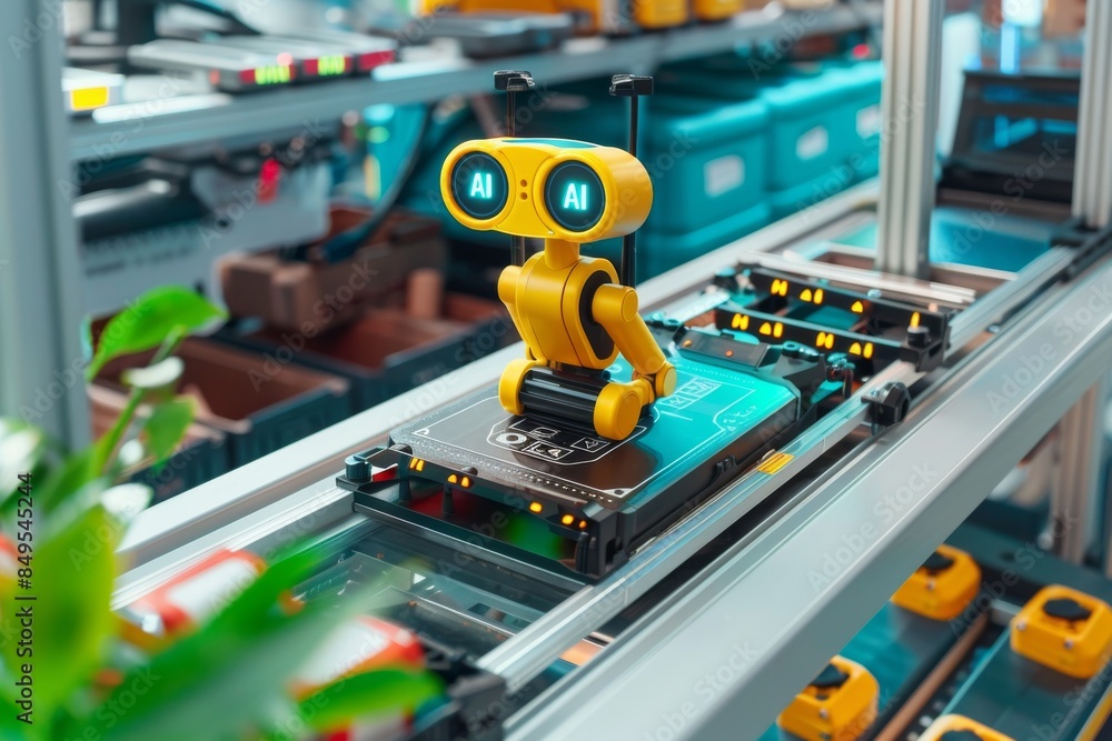 Poster robotics technician at work in a lab, focused on tuning ai systems, representing the meticulous natu
