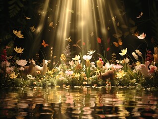 Animals in a botanic garden, zoo