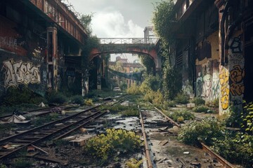 Train Track Abandoned City