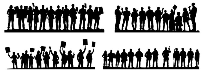 Set of Protester Silhouettes