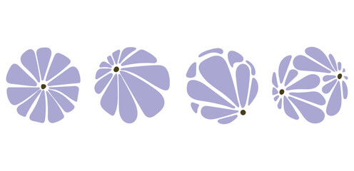 Groovy retro abstract flower backgrounds. Organic doodle shapes in trendy naive hippie 60s 70s style. Contemporary poster print banner template