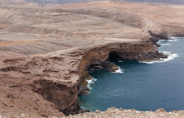 Gran Canaria, landscape of steep eroded north west coast between Galdar and Agaete municipalities, hike between 
villages Sardina del Norte and Puerto de Las Nieves
