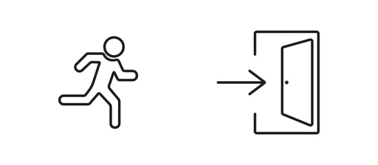 Emergency fire exit sign vector design.	
