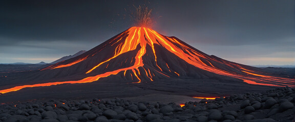 Enhancing volcanic imagery through Generative AI technology - Transparent background lava simulation