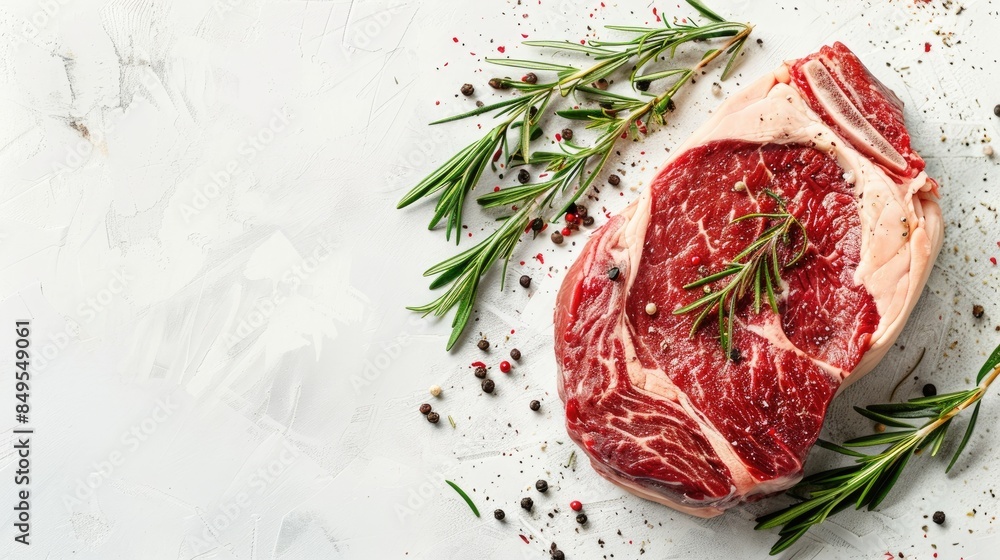 Canvas Prints Fresh raw beef ribeye meat on a white background