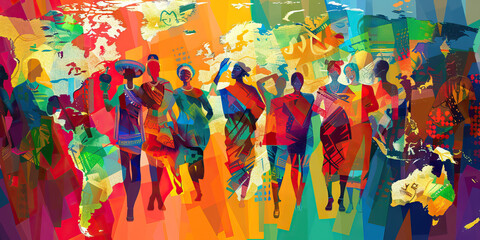 Fototapeta premium Global and Cultural: Rich and vibrant colors inspired by different cultures around the world create a global and multicultural atmosphere. This scheme is often used in cultural festivals