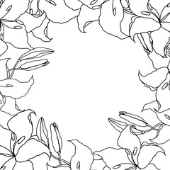 Lillie's line art flower banner for wedding card or invitations. Hand drawn vector illustration template.