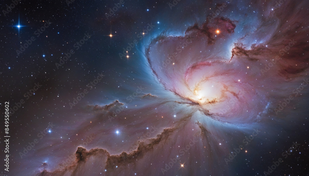 Sticker close-up view of a glowing nebula inside the cosmic universe