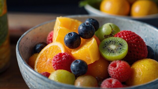 fresh fruits in a glass plate