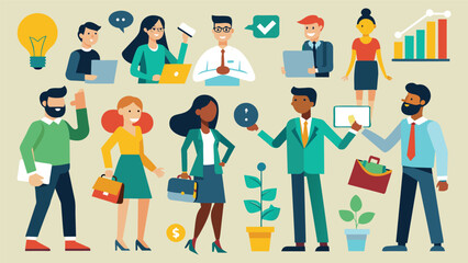 Business Concept illustrations. Mega set. Collection of scenes with men and women