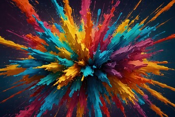 Abstract Color Symphony: Dynamic Paint Explosion