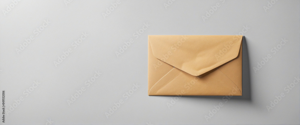 Poster stylish leather envelope with shadow on transparent background - isolated png file for your design n