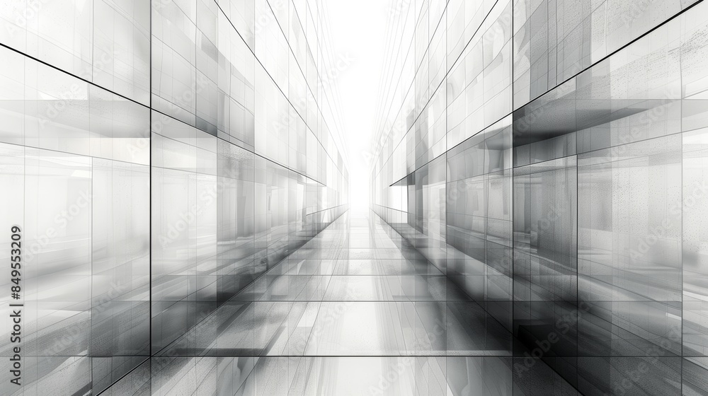 Poster abstract architectural construction with geometric patterns and glass reflection