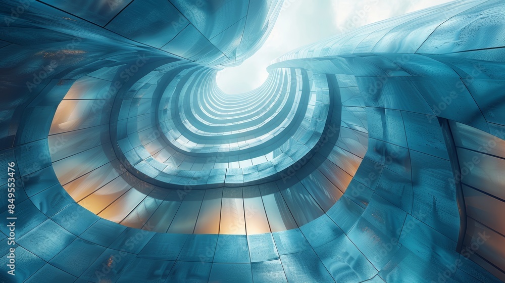 Poster abstract architectural construction with geometric patterns and futuristic design
