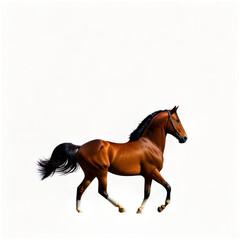 Obraz premium A magnificent portrait of a brown horse in motion, showcasing its powerful and graceful stride