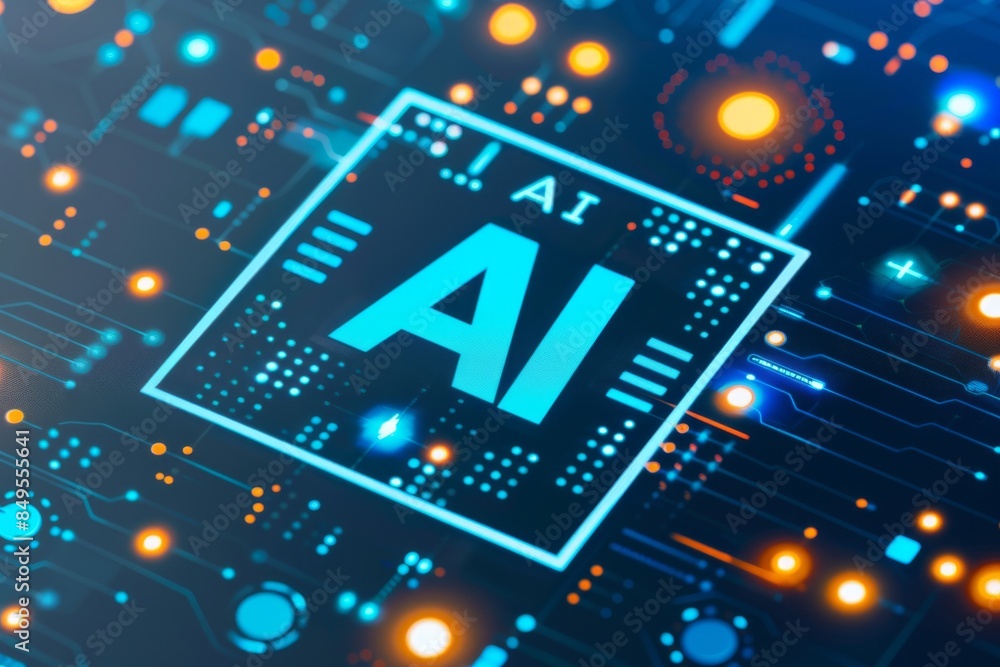 Poster man analyzing financial data with ai assistance, showcasing the integration of advanced technology i