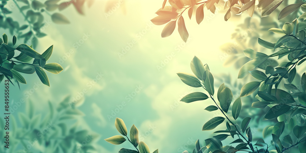 Poster nature-inspired: a simple nature-inspired background, such as a soft gradient sky or a subtle leaf p
