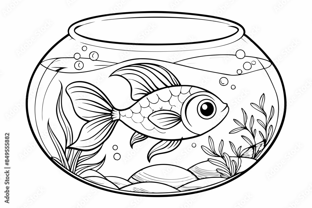 Wall mural Fish glass fishbowl aquarium vector illustration