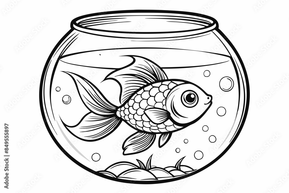 Wall mural Fish glass fishbowl aquarium vector illustration