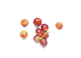 Tasty ripe grapes on white background