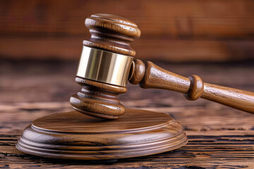 A gavel resting on a sound block, symbolizing the power and authority of the judiciary.


