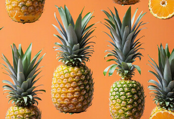 Freshly picked ripe pineapple on a white studio background, the epitome of tropical fruitiness