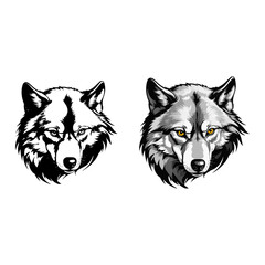 aggressive fox face only illustration design