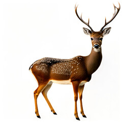A majestic portrait of a spotted deer, showcasing its elegant stance and striking antlers