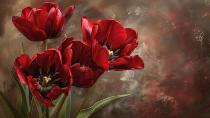 Obraz premium Image featuring lovely crimson tulips