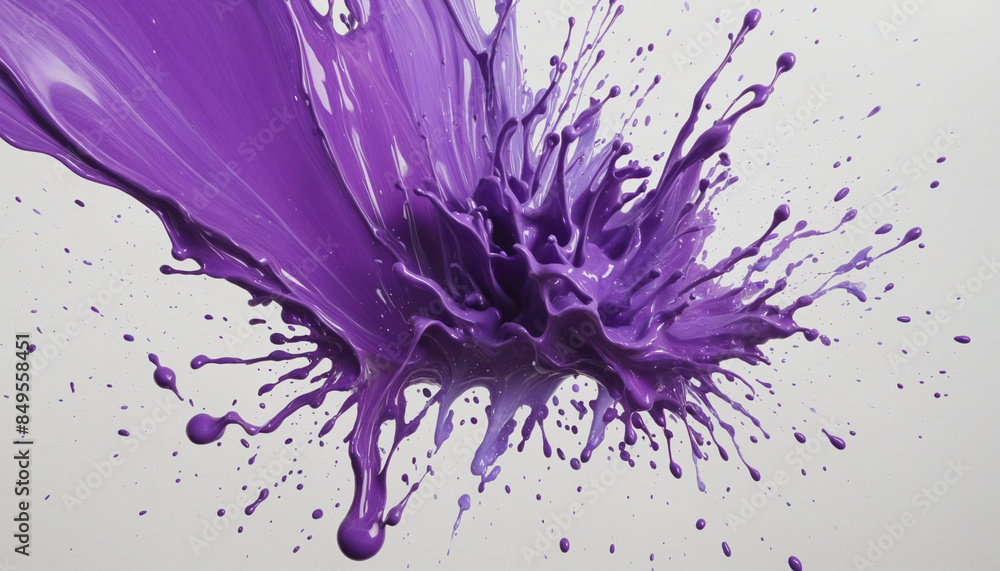 Poster abstract purple paint splash with vibrant colors and dynamic movement - created by generative ai