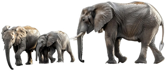 Fototapeta premium herd of elephants walking along a dirt road