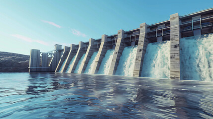 Hydroelectric Dam with Flowing Water