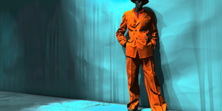 Fashion (Zoot Suit): A figure wearing a zoot suit, symbolizing the bold and exaggerated fashion trend of the 1940s