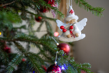 christmas tree decorations with angel