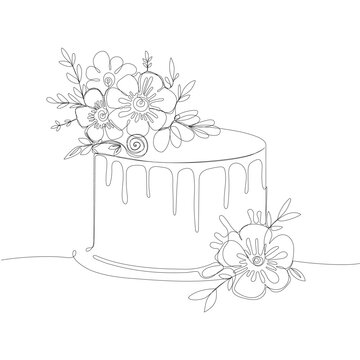recommend clip art: Continuous one line drawing of cake. Concept for cafe, bakery, restaurant. Modern style vector illustration
